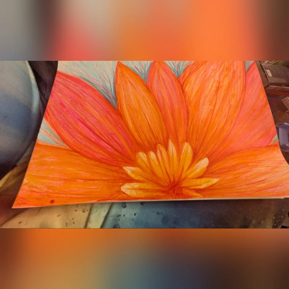 Vibrant Orange and Yellow Floral Art Print 4x6 - Picture 2 of 2